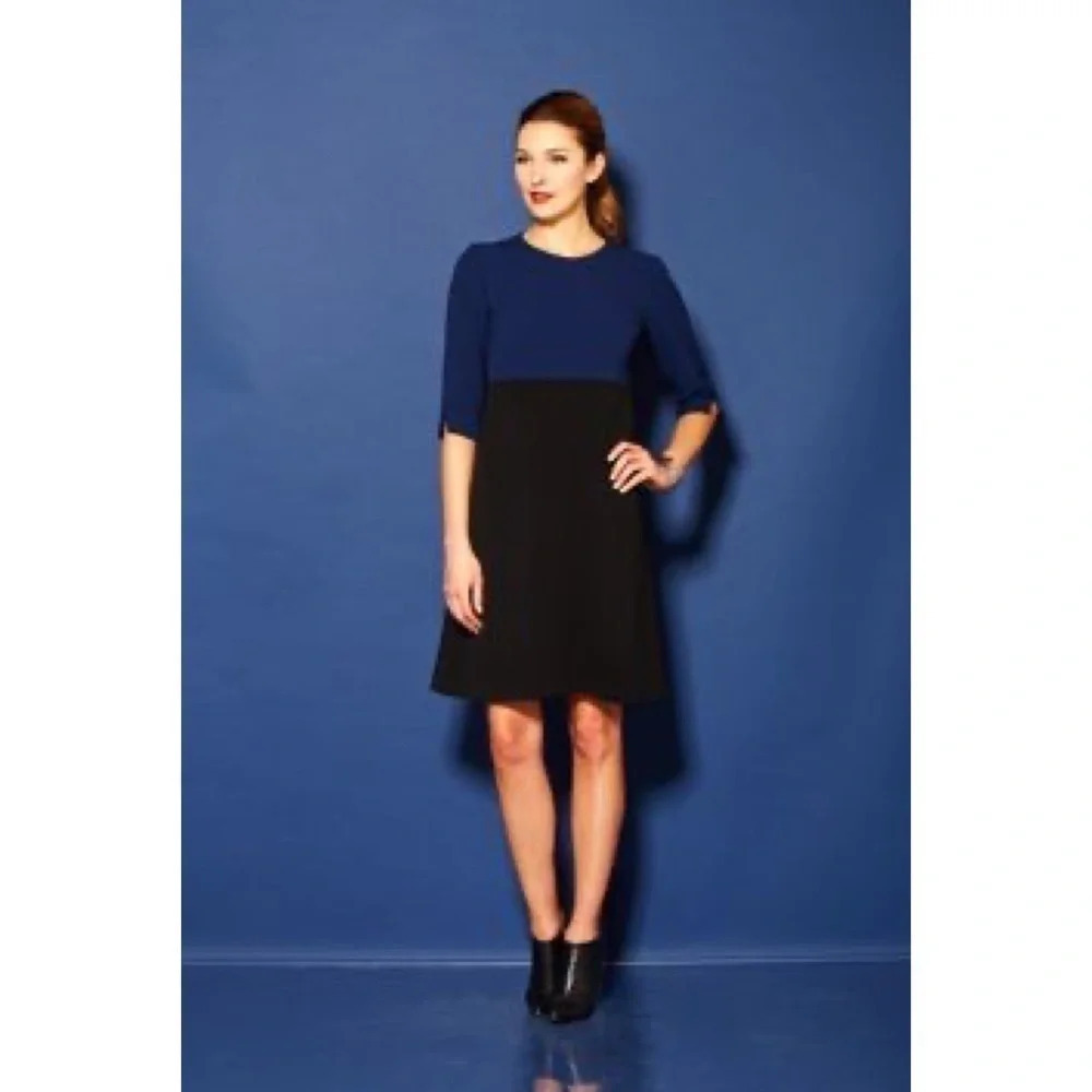 Sara Campbell Black & Blue Color Block Dress 4 NWT